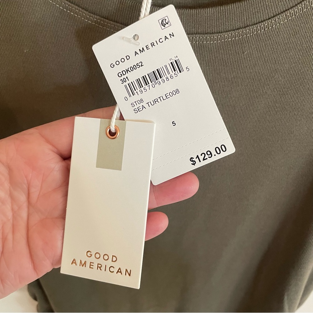 NWT Good American Olive Green Bodycon Dress - Picture 8 of 11